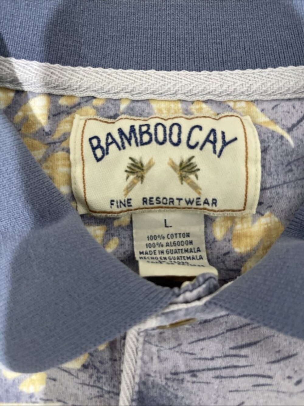 Bamboo Cay Polo Shirt Blue Floral Pineapples Hawaii Mens Size XL - Picture 4 of 7